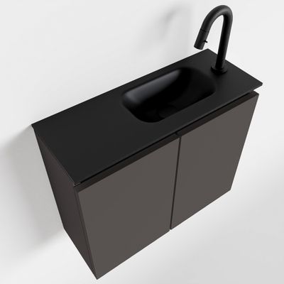 Toiletmeubel Mondiaz Ture | 60 cm | Meubelkleur Dark grey | Eden wastafel Urban Rechts | 1 kraangat