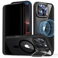 iPhone 16 Pro Classic Hybrid Case with Stash Stand Privacy Protection Bundle - Clear Black