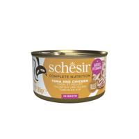 Schesir tonijn en kip (in bouillon) natvoer kat (blikjes) 2 trays (24 x 85 g)