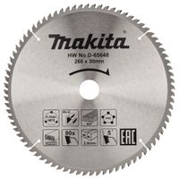 Makita Accessoires D-65648 Afkortzaagblad | div. materialen | 260x30x2,6 | 80T | 5g - D-65648