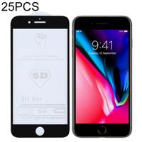 25 stuks 9H 5D volledige lijm volledig scherm gehard glas film voor iPhone 7/8