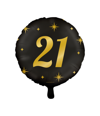Classy Folieballon 21 Jaar Zwart/Goud (46cm)