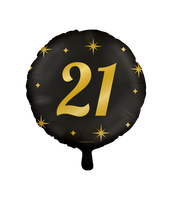 Classy Folieballon 21 Jaar Zwart/Goud (46cm) - thumbnail