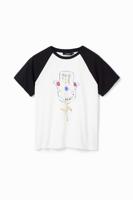 Arty T-shirt met hand en bloem - WHITE - XS