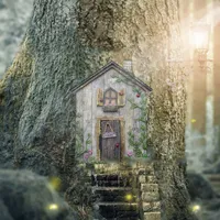 Miniatuur Feeën Huisje met deur voor in de Tuin - tuin&buiten - Spiritueelboek.nl - thumbnail