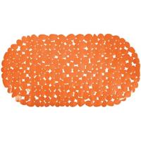 MSV Douche|bad anti-slip mat badkamer - pvc - oranje - 39 x 99 cm