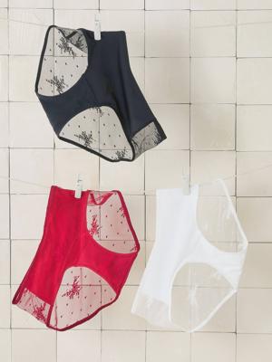 Set van 3 slipjes voor zwangere vrouwen van geborduurd kant bordeauxrood