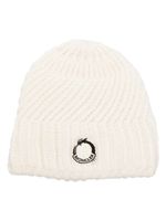 Moncler bonnet nervuré à patch logo - Blanc - thumbnail