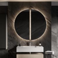 Designspiegel Martens & Meijer Mars 2 Halve Cirkels 120Hx60B cm Incl. Indirecte Verlichting Rondom, Direct Geschakeld Designspiegel Martens & Meijer Mars 2 Halve Cirkels 120Hx60B cm Incl. Indirecte Verlichting Rondom, Direct Geschakeld