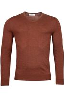 Thomas Maine Tailored Fit Trui ronde halsrood, Effen