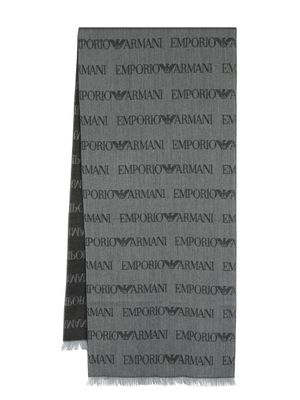 Emporio Armani écharpe en maille à motif monogrammé - Gris