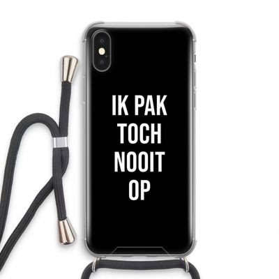 Ik pak nooit op - Zwart: iPhone X Transparant Hoesje met koord