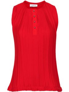 Lanvin blouse plissée à design sans manches - Rouge