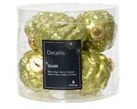 denappel glas d5h7 cm pstch ass 6st kerst - Decoris