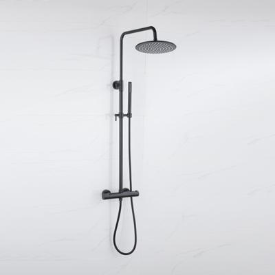 Fortifura Calvi Regendoucheset - thermostatisch - 30cm hoofddouche - metalen slang - staaf handdouche - mat zwart SW115998 SW1139120