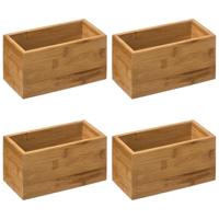 5Five Opberg/sorteer/lade verdelers bakjes - 4x stuks - bamboe hout - 18 x 9 x 9.5 cm