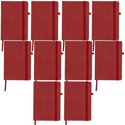 Notitieboekje / opschrijfboekje A5 - 10x - rood - 15 x 21 cm - harde kaft