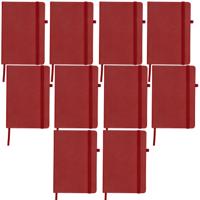 Notitieboekje / opschrijfboekje A5 - 10x - rood - 15 x 21 cm - harde kaft