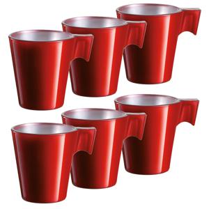 Lumicarc Espresso kopjes - 6x - rood metallic - koffiekopjes van 80 ml - 6 x 5.5 cm