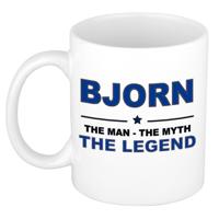 Bjorn cadeau mok - man myth legend - naam koffiemok / beker - wit en blauw - 300 ml