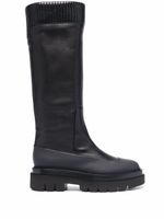 Santoni bottes nervurées en cuir - Noir