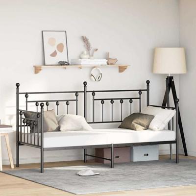 Bedframe voor een daybed met hoofdeinde Zwart 80 x 200 cm Staal