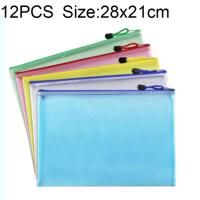 12 stuks rits netwave briefpapier tas willekeurige kleur levering (B5 grootte: 28x21cm)