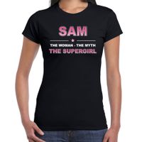 Naam cadeau t-shirt / shirt Sam - the supergirl zwart voor dames