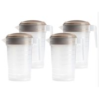 Plasticforte Waterkan/sapkan - 4x stuks transparant/beige met deksel 2 liter kunststof