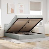 Ottoman bed met matras en LED's 180x200cm fluweel lichtgrijs