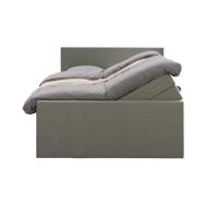 Leen Bakker - Boxspring Met Opbergruimte En Voetbord Liv Egaal - 140x200cm - Stof - Groen