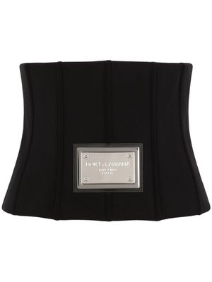Dolce & Gabbana ceinture corset à plaque logo - Noir