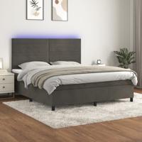 Boxspring met matras en LED fluweel donkergrijs 160x200 cm