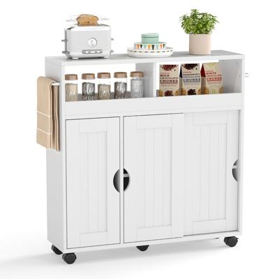 Badkamerkastje Toiletmeubilair met Wielen 2 Open Vakken Verstelbare Plank en Handdoekrek Opbergtrolley voor Woonkamer Keuken Hal Wit