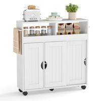 Badkamerkastje Toiletmeubilair met Wielen 2 Open Vakken Verstelbare Plank en Handdoekrek Opbergtrolley voor Woonkamer Keuken Hal Wit