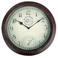 Esschert Design Wandklok met thermometer - binnen en buiten -D30 cm - Tuin/terras/balkon klokken Esschert Design Wandklok met thermometer - binnen en buiten -D30 cm - Tuin/terras/balkon klokken
