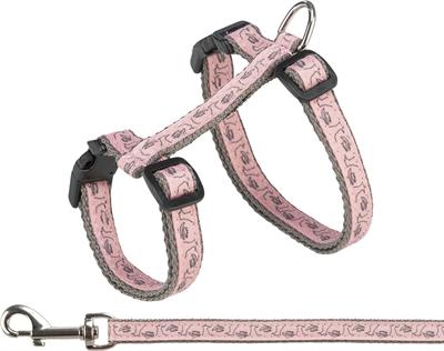 TRIXIE KATTENTUIG MET RIEM GRIJS / ROZE