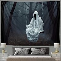 halloween horror hangend tapijt kunst aan de muur groot tapijt muurschildering decor foto achtergrond deken gordijn thuis slaapkamer woonkamer decoratie ghost swing bos halloween decoraties Lightinthebox - thumbnail