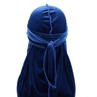 Fluweel tulband cap lange staart piraat Hat chemotherapie GLB (baby blauw)
