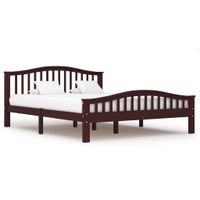 vidaXL Bedframe massief grenenhout donkerbruin 160x200 cm - thumbnail