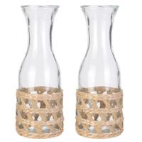 Home Deco Factory Sapkan/schenkkan water karaf - 2x - transparant - 1000 ml - glas - 10 x 27 cm
