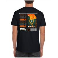 Oranje supporter T-shirt voor heren - zwart - EK/WK voetbal supporter - Nederland - thumbnail
