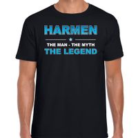 Naam cadeau t-shirt Harmen - the legend zwart voor heren