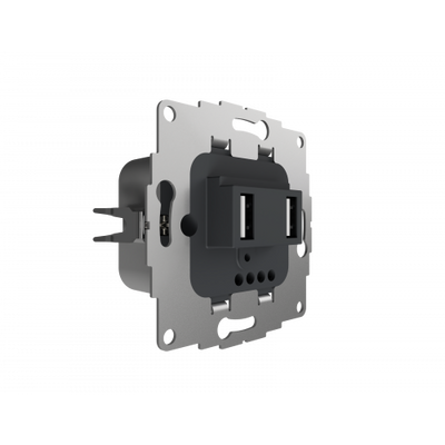USB lader 2 poorten 19w 3.8A antraciet voor een 40mm diepe doos extra grote laad capaciteit RAL7016