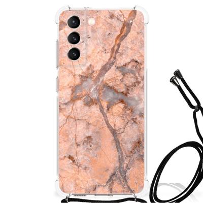 Samsung Galaxy S21 FE Anti-Shock Hoesje Marmer Oranje Samsung Galaxy S21 FE Anti-Shock Hoesje Marmer Oranje