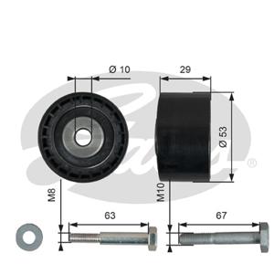 Geleiderol, distributieriem PowerGrip® GATES, u.a. für Saab, Opel, Fiat, Alfa Romeo, Lancia, Vauxhall, Suzuki, Cadillac, Chevrolet, Jeep