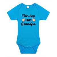 This boy loves grandpa cadeau baby rompertje blauw jongens - thumbnail
