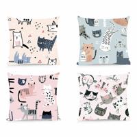 Kussen DKD Home Decor Polyester Multicolour Microvezel Katten (40 x 10 x 40 cm) (4 Stuks)