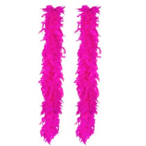 Boa - 2x - donkerroze - 180 cm - 75 grams - veren - brandveilig - verkleedaccessoires