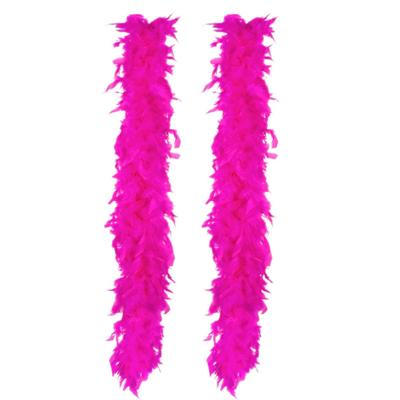 Boa - 2x - donkerroze - 180 cm - 75 grams - veren - brandveilig - verkleedaccessoires